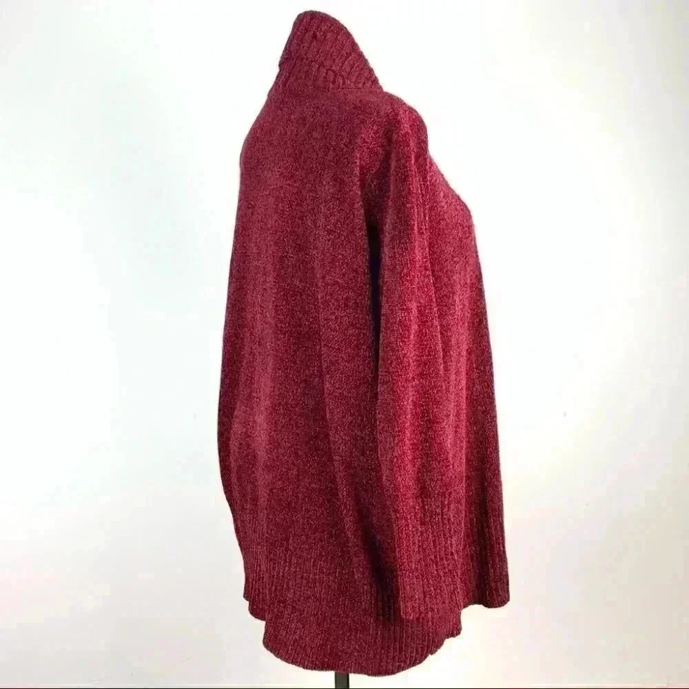 Seven Womens sweater size XXL red chenille open front cardigan